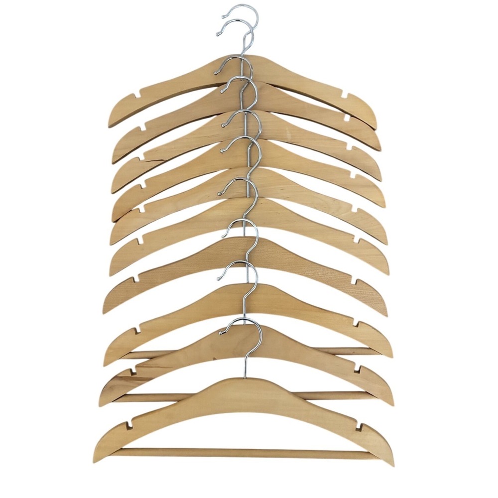 Hangers For Children's Clothing Wooden Set of 10 (7+3 with horizontal bar)
